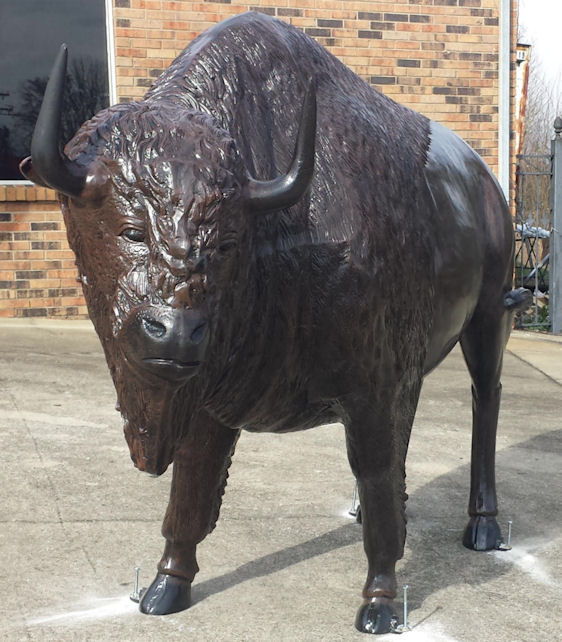 buffalo statue made from aluminum castings