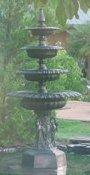 cast aluminum four tier swan fountain with hex base