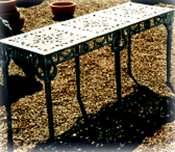 Cast aluminum double Dolphin sofa table, model A-5124.2