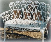 Cast aluminum Daisy loveseat bench, model A-5315