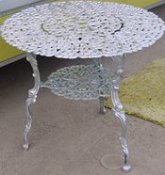 Cast aluminum Hearts double tier bistro table, model A-5170