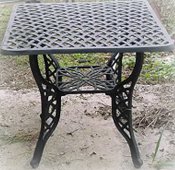 Small square Cross Weave cast aluminum table, item A-5142