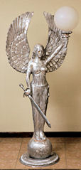 angel statue with sword and light 72 inches tall