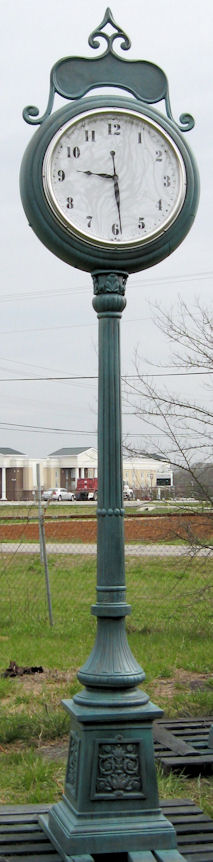 street clock with verdi gris finish