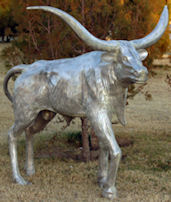 medium longhorn bull statue made from cast aluminum