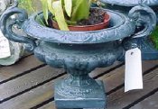 round cast aluminum urn