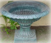 round cast aluminum urn