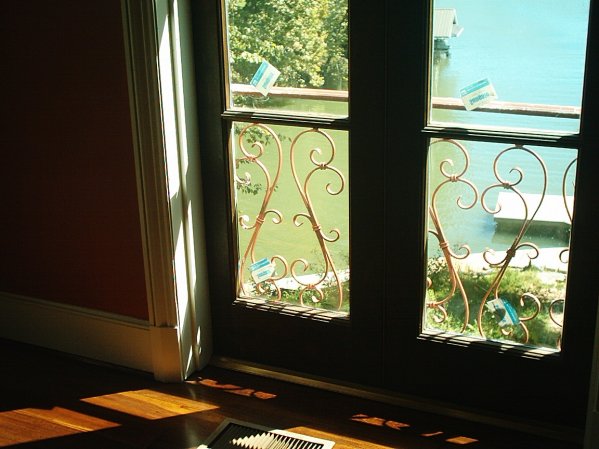 wrought iron balcony railing viewed from inside